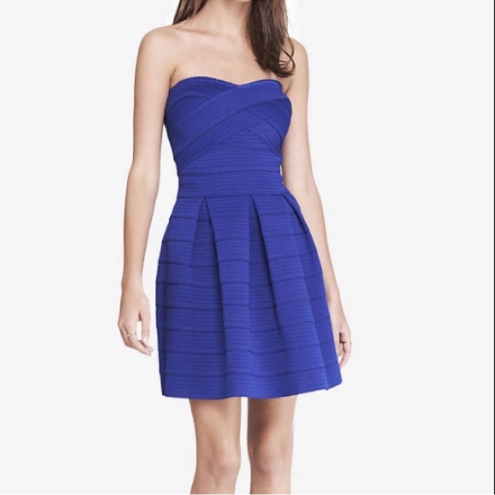 Colbolt Blue strapless dress from Express. Never been worn. Tags still on item.